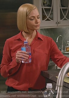 Jill’s red blouse with pockets on Mom