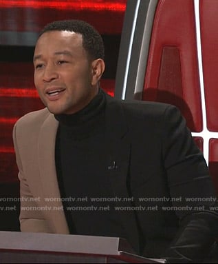 John Legend’s black and beige two-tone blazer on The Voice