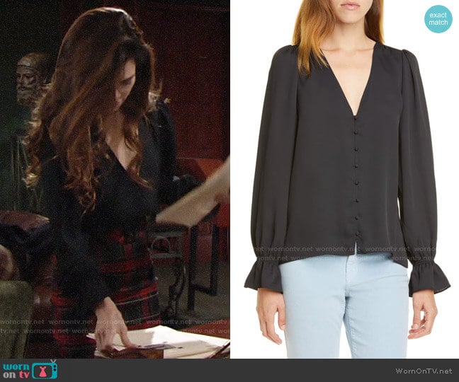 Joie Bolona Blouse worn by Victoria Newman (Amelia Heinle) on The Young and the Restless