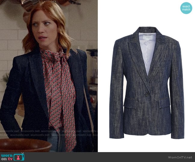 Joie Denim Blazer worn by Julia Bechley (Brittany Snow) on Almost Family