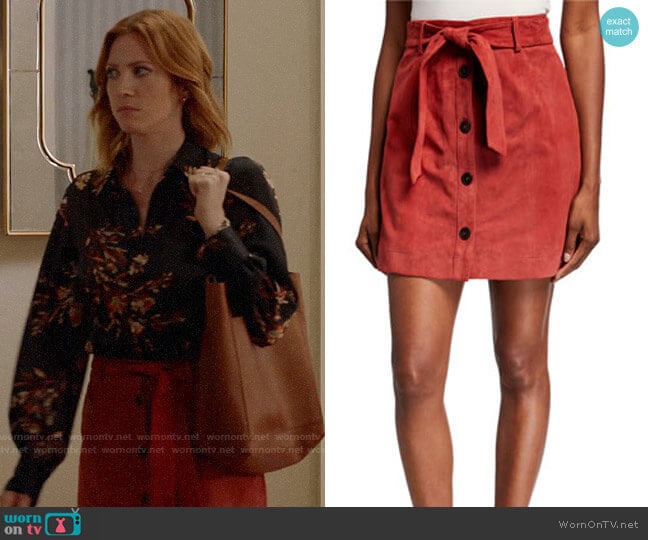 Joie Neida Suede Button-Front Skirt worn by Julia Bechley (Brittany Snow) on Almost Family