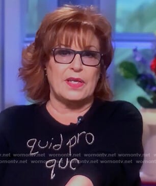 Joy's black quid pro quo sweater on The View