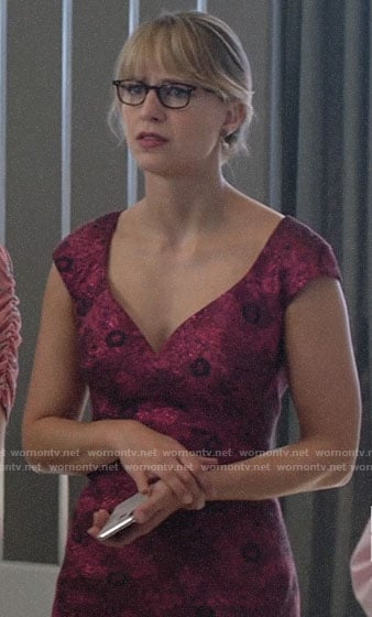 Kara's pink floral jacquard dress on Supergirl