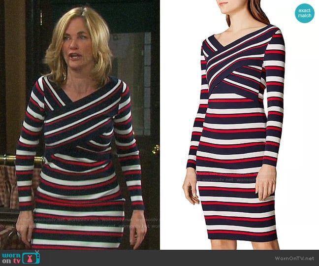 Karen Millen Crisscross Striped Dress worn by Eve Donovan (Kassie DePaiva) on Days of our Lives