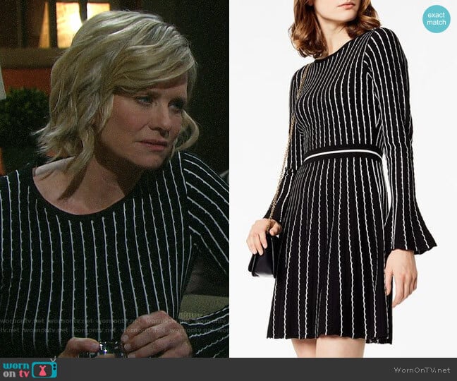 Karen Millen Pin Stripe Knit Dress worn by Kayla Brady (Mary Beth Evans) on Days of our Lives