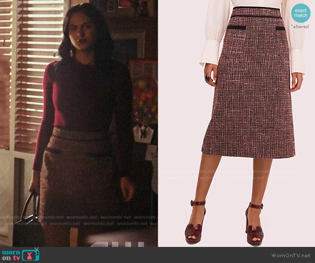 Kate Spade Tweed Midi Skirt worn by Veronica Lodge (Camila Mendes) on Riverdale