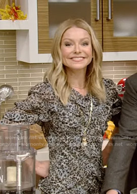 Kelly’s leopard print ruffled dress on Live with Kelly and Ryan