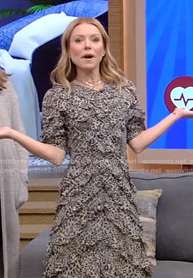 Kelly's leopard print ruffled dress on Live with Kelly and Ryan