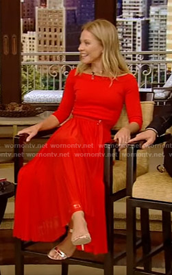 Kelly’s red belted maxi dress on Live with Kelly and Ryan