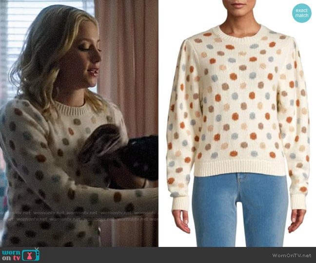 La Vie Rebecca Taylor Jacquard Dot Pullover worn by Betty Cooper (Lili Reinhart) on Riverdale