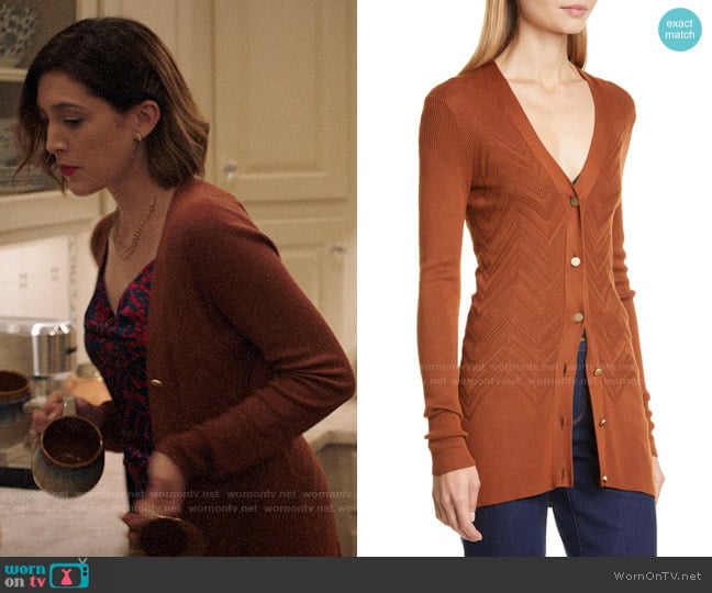 Sydney’s tan cardigan on Bluff City Law