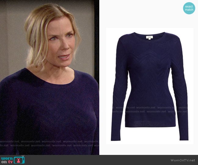 L'Agence Suka Chevron-Knit Sweater worn by Brooke Logan (Katherine Kelly Lang) on The Bold and the Beautiful