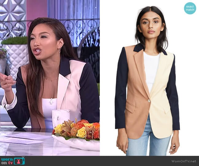 Colorblock Revelry Blazer by Laveer worn by Jeannie Mai on The Real