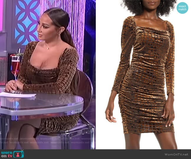 Ruched Velour Minidress by Leith worn by Adrienne Houghton on The Real