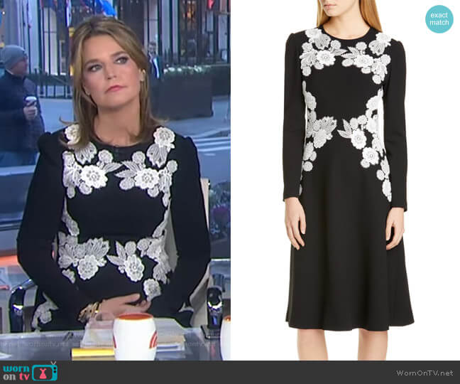 WornOnTV: Savannah’s black floral embroidered dress on Today | Savannah ...