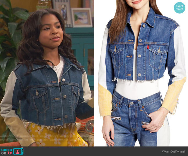 Colorblock Detail Cutoff Trucker Jacket by Levis worn by Nia Baxter (Navia Robinson) on Ravens Home