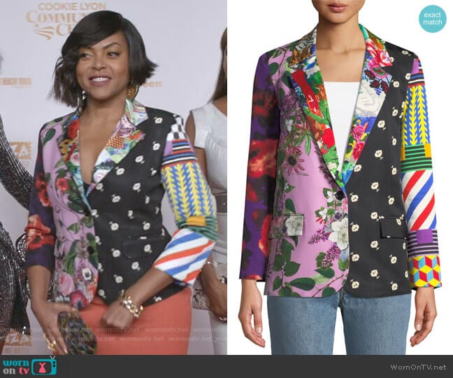 Mixed Print Long Blazer Jacket by Libertine  worn by Cookie Lyon (Taraji P. Henson) on Empire