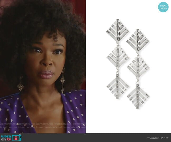 Cascadia Pine Drop Earrings by Lulu Frost worn by Monica Colby (Wakeema Hollis) on Dynasty