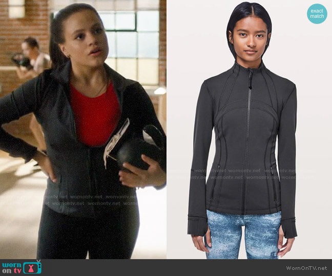 Lululemon Define Jacket in Deep Coal worn by Maggie Vera (Sarah Jeffery) on Charmed