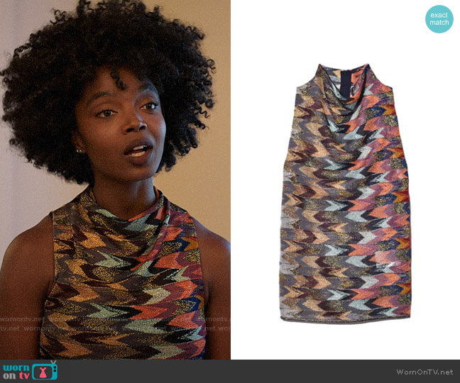 Missoni Sleeveless Mock Neck Top in Arrow Multi worn by Briana Johnson (MaameYaa Boafo) on Bluff City Law