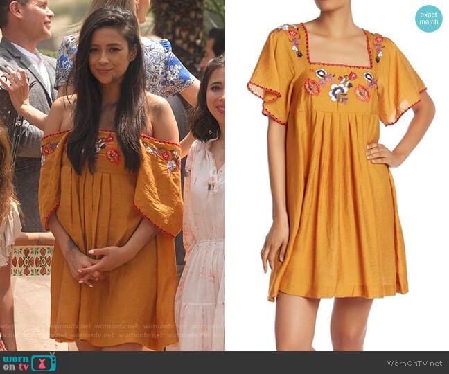 Embroidered Square-Neck Mini Dress by Madewell worn by Stella Cole (Shay Mitchell) on Dollface