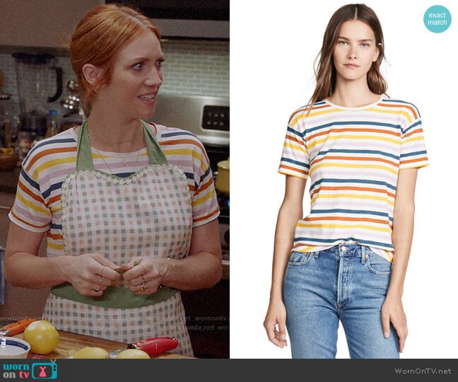 WornOnTV: Julia’s multi colored stripe tee on Almost Family | Brittany ...