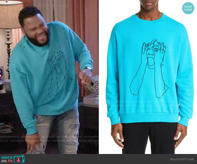 Marcelo Burlon Outline Embroidered Crewneck Sweatshirt worn by Andre Johnson (Anthony Anderson) on Blackish