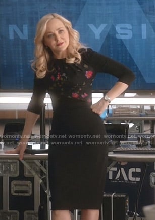 Marissa’s black floral dress on Bull