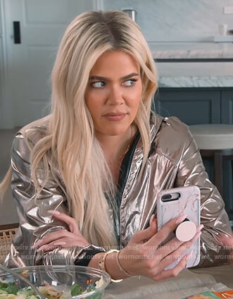 Kourtney's silver metallic jacket on Keeping Up with the Kardashians