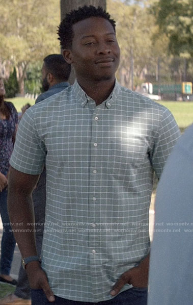 Miles’s green checked shirt on God Friended Me