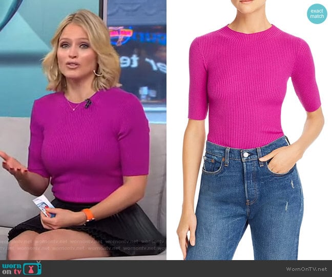 Fiona Wool Ribbed-Knit Top by Milly worn by Sara Haines on Good Morning America