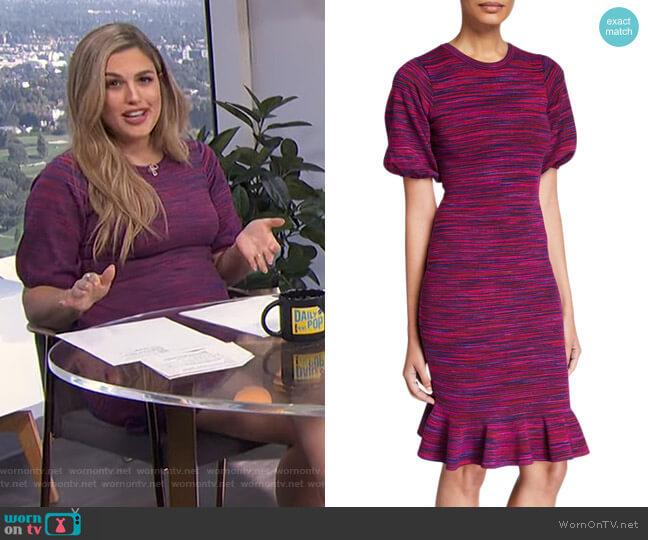 Space Dye Puff-Sleeve Dress by Milly worn by Carissa Loethen Culiner on E! News