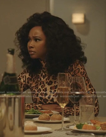 Monica's leopard print long sleeve top on Dynasty