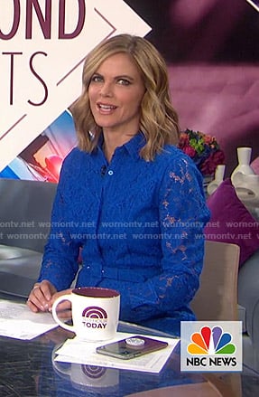 Natalie Morales’s blue belted lace shirtdress on Today