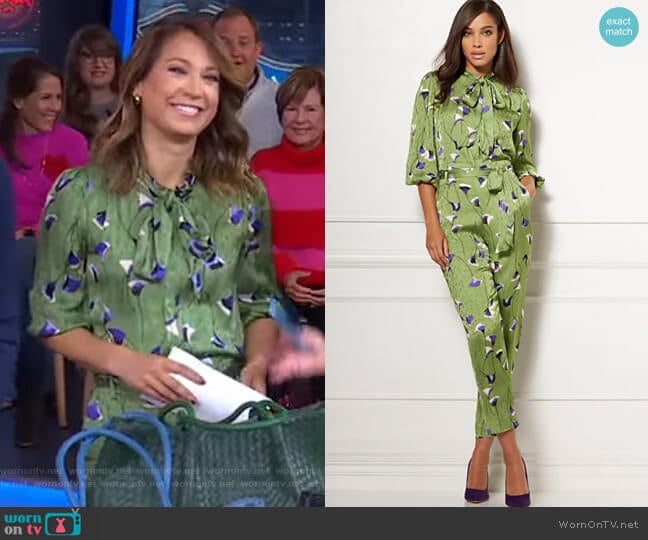 Isabella Bow Blouse and Pants - Eva Mendes Collection by New York & Company worn by Ginger Zee on Good Morning America