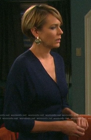 Nicole's navy open back jumpsuit on Days of our Lives