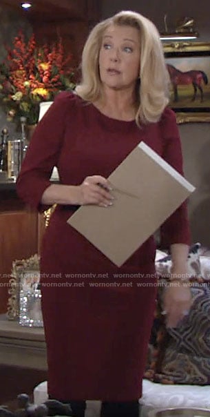 Nikki’s red sheath dress on The Young and the Restless