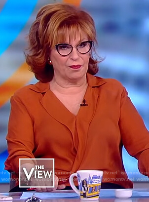 Joy's orange wrap blouse on The View