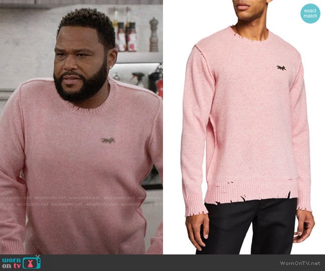 Ovadia & Sons Distressed Crewneck Sweater worn by Andre Johnson (Anthony Anderson) on Black-ish