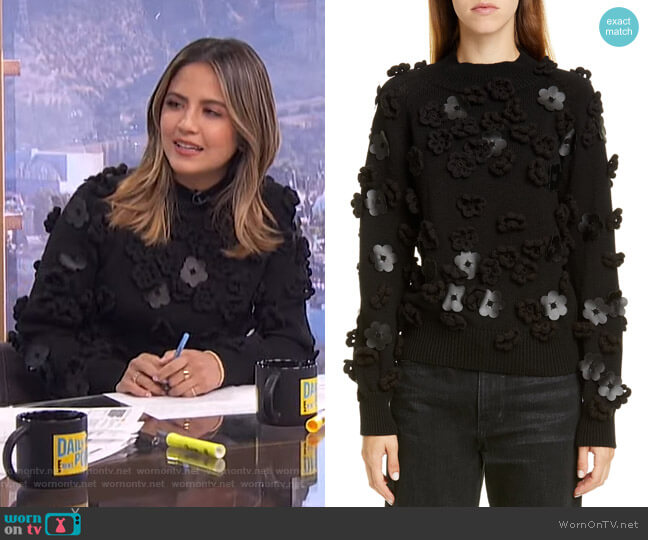 Floral Appliqué Sweater by Paskal worn by Erin Lim on E! News