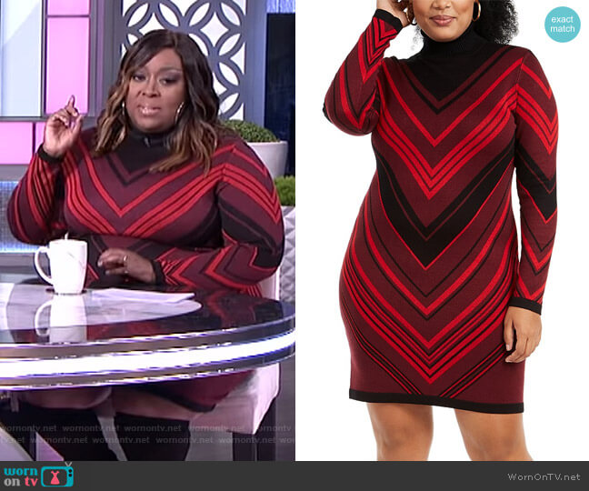 WornOnTV: Loni’s red chevron stripe knit dress on The Real | Loni Love ...