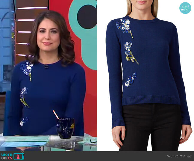 Applique Sweater by Prabal Gurung worn by Cecilia Vega on Good Morning America