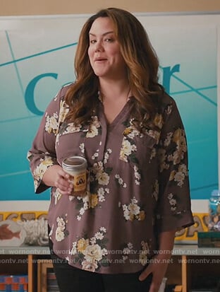 Katie's purple floral blouse on American Housewife