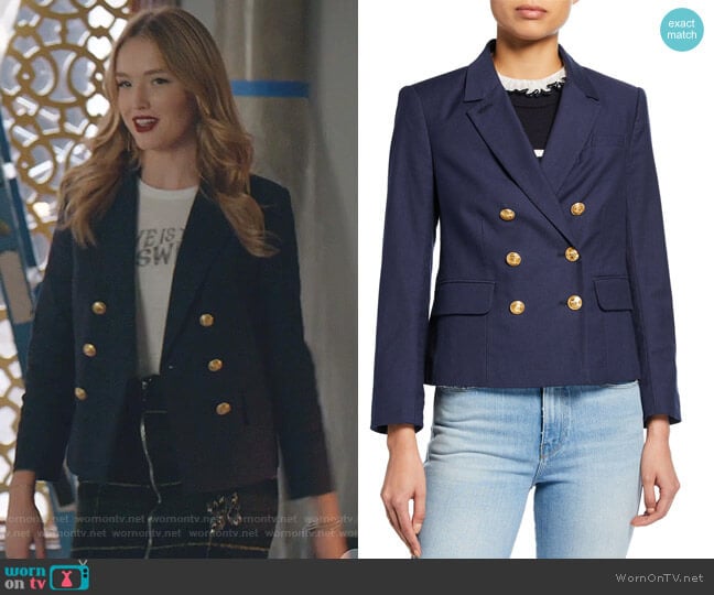 Double Breasted Shrunken Blazer by Frame worn by Kirby Anders (Maddison Brown) on Dynasty