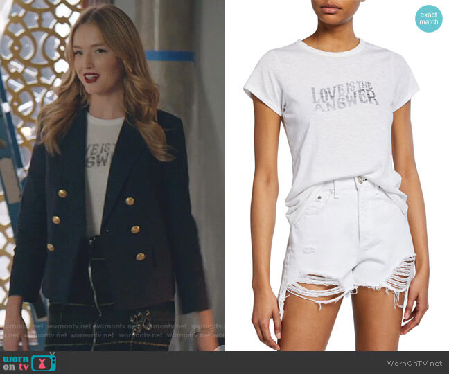Love Crewneck Graphic Tee by Rag & Bone worn by Kirby Anders (Maddison Brown) on Dynasty