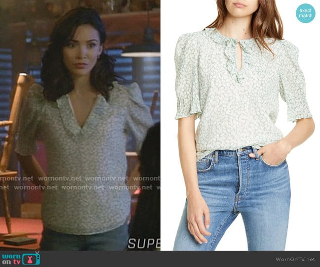 Ikat Leaf Ruffle Top by Rebecca Taylor worn by Bess (Maddison Jaizani) on Nancy Drew