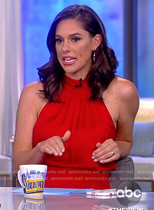 Abby’s red halter neck dress on The View