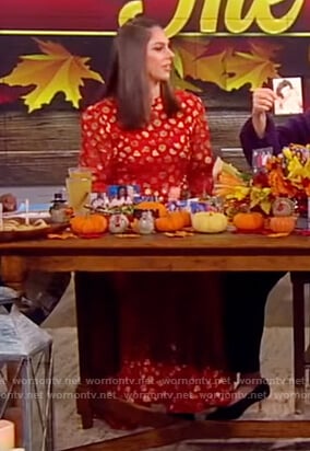 Abby's red floral metallic dress on The View