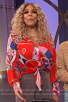 Wendy’s on red rope print blouse on The Wendy Williams Show