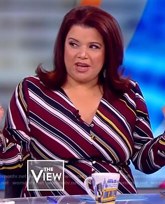 Ana's striped button front dress on The View